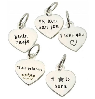 KAYA sieraden Silver text charms for bracelet or necklace