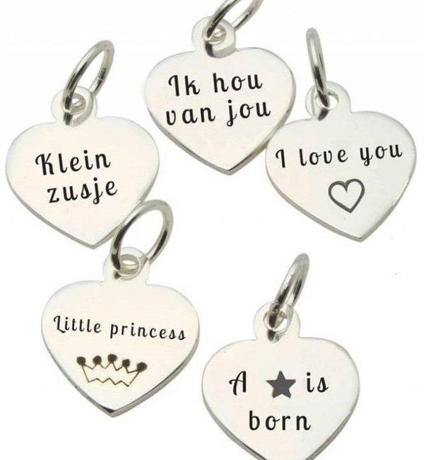 KAYA sieraden Silver text charms for bracelet or necklace