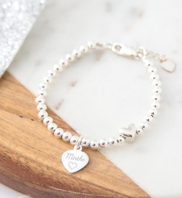 KAYA sieraden Baby bracelet 'Cute Heart' I With engraving charm