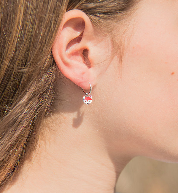 KAYA sieraden Silver children’s earrings ‘Red Fox’ Hoops