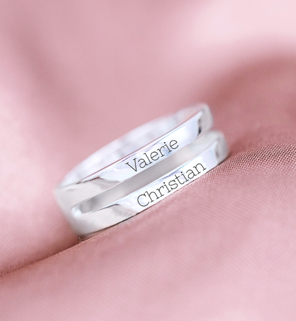 KAYA sieraden Personalized Silver Ring 'Elegant Beauty' with Names