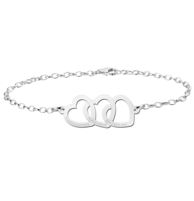 Sieraden Bracelet with Name 'Three Hearts'