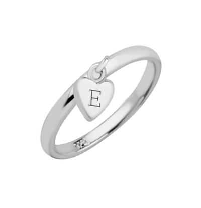 KAYA sieraden Ring met Letter 'Hart Bedel' I Sterling zilver