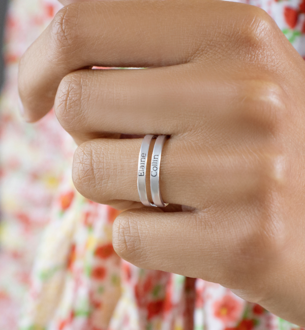 KAYA sieraden Personalized Silver Ring 'Elegant Beauty' with Names