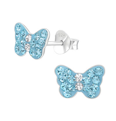 KAYA sieraden Silver earrings kids 'cute blue butterflies'