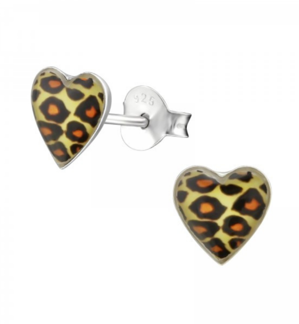 KAYA sieraden Silver children’s earrings ‘Leopard Heart’
