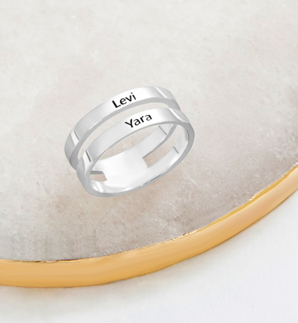 KAYA sieraden Personalized Silver Ring 'Elegant Beauty' with Names