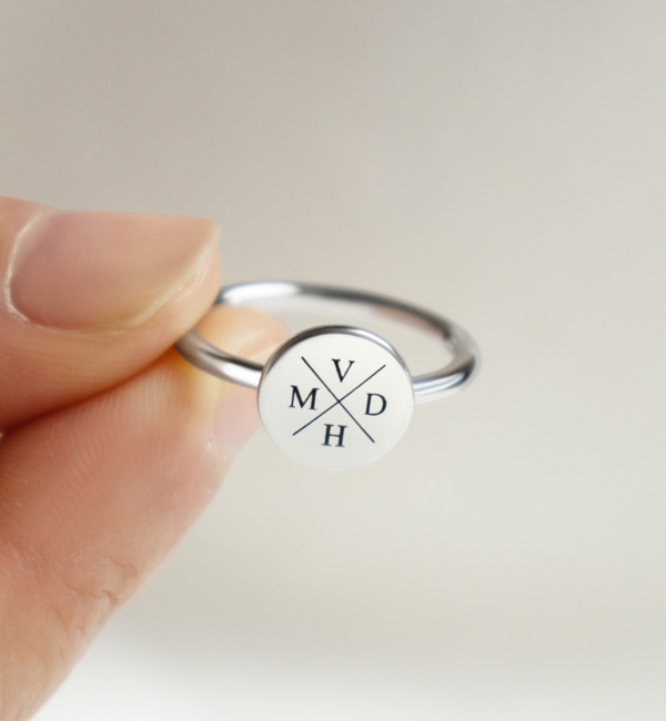 KAYA sieraden Silver Ring 'Initials'