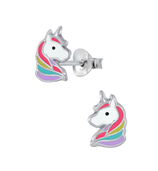 KAYA sieraden Silver children's earrings 'Unicorn' red