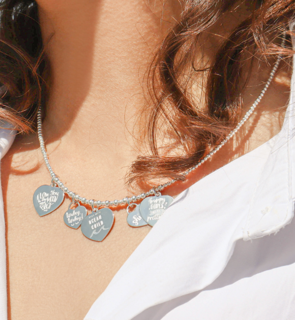 KAYA sieraden Silver necklace 5 charms 'Bali'