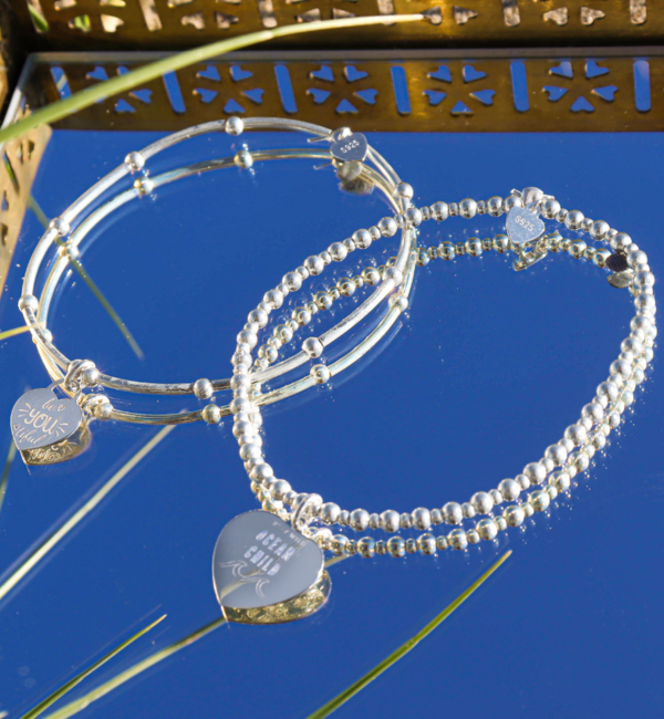 KAYA sieraden 2-piece set silver bracelets ‘Bali’ with text charm