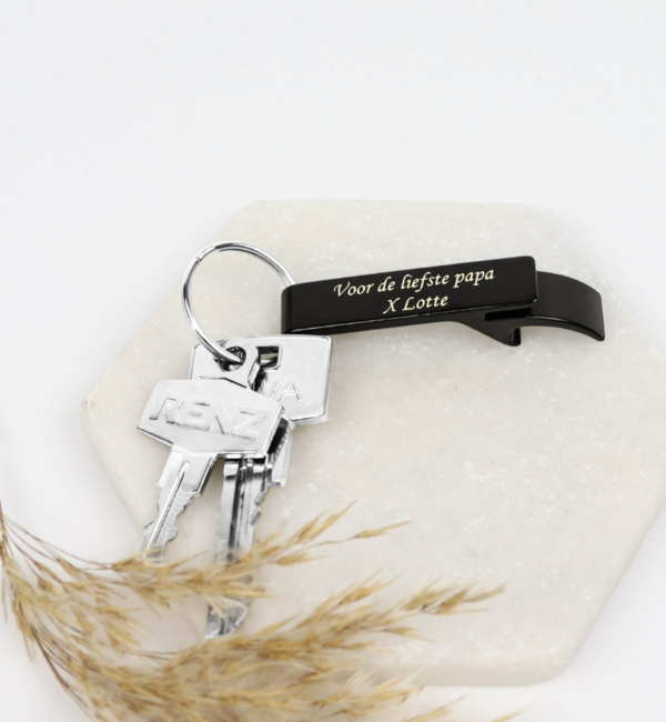 KAYA sieraden Personalized Stainless Steel Beer Opener with Keychain