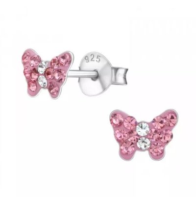 KAYA sieraden Silver children’s earrings ‘Pink Butterfly’
