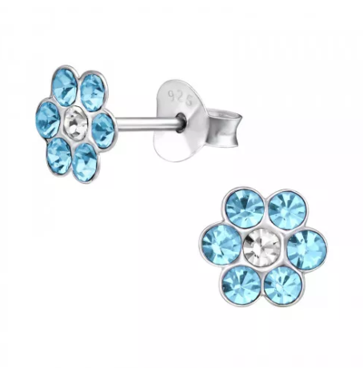 KAYA sieraden Children's earrings 'Crystal Flower' Blue