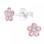 KAYA sieraden Silver children's earrings 'Crystal Flower' Pink