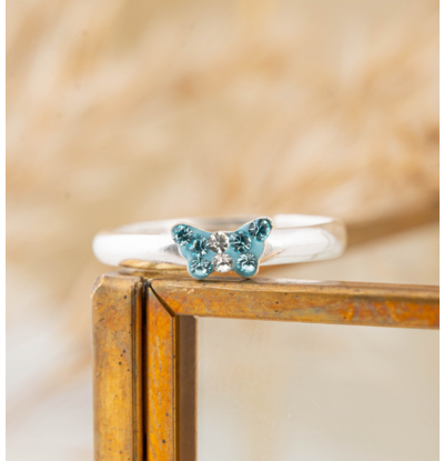 KAYA sieraden Silver children’s ring ‘Blue Butterfly’