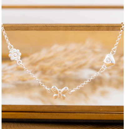 KAYA sieraden Bedelarmband Inline met 3 Bedeltjes