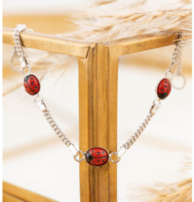 KAYA sieraden Zilveren armband Lieveheersbeestjes
