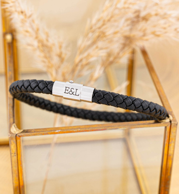 KAYA sieraden Leather Bracelet with Initials