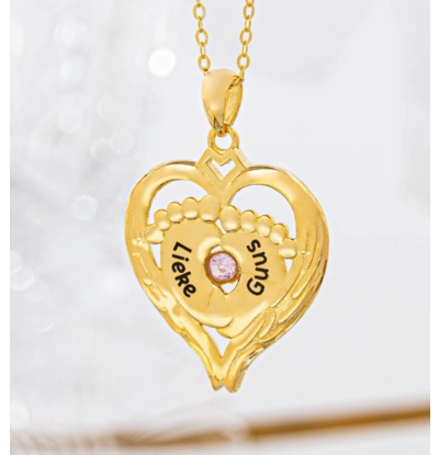 KAYA sieraden Personalized necklace ‘Baby Feet’ with birthstones and engraving