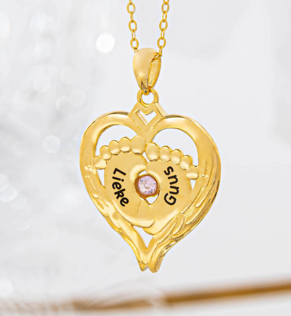 KAYA sieraden Personalized necklace ‘Baby Feet’ with birthstones and engraving