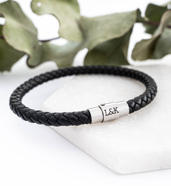 KAYA sieraden Armband van Leer met Initialen