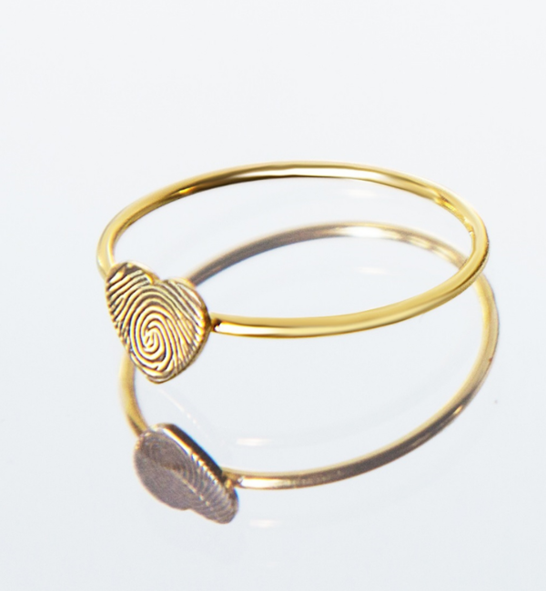 Gegraveerde sieraden Ring met Vingerafdruk 'Hartje'