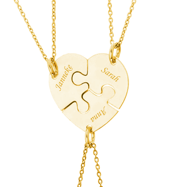 KAYA sieraden Friendship Necklace for 3 'Puzzle Pieces'