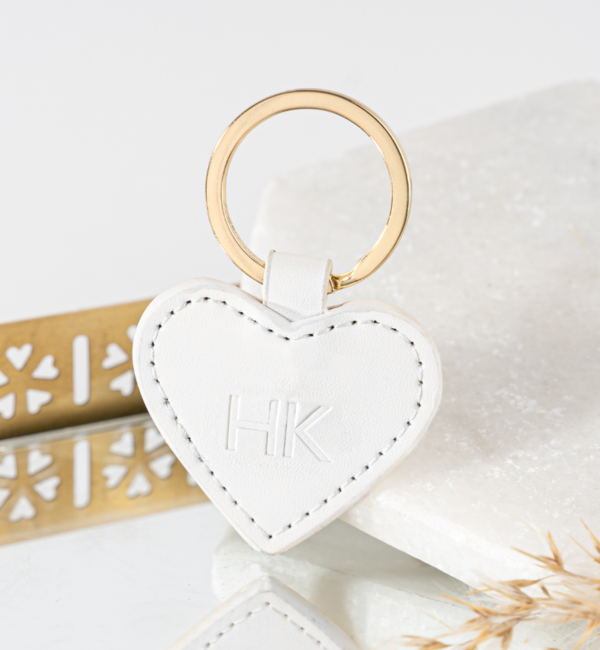 KAYA sieraden Leather Keychain 'Heart' with Nude Engraving