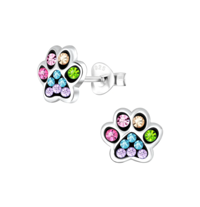 KAYA sieraden Silver children’s earrings ‘Glitter Paw’
