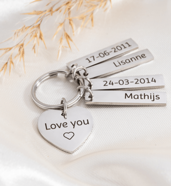 KAYA sieraden Keychain Heart with Name Charms | Compose yourself