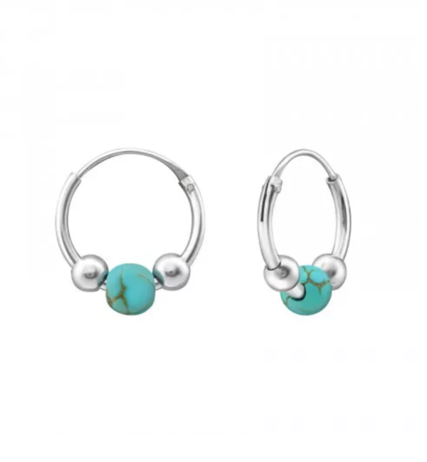KAYA sieraden Silver hoops ‘Blue Bali’ | 12 mm