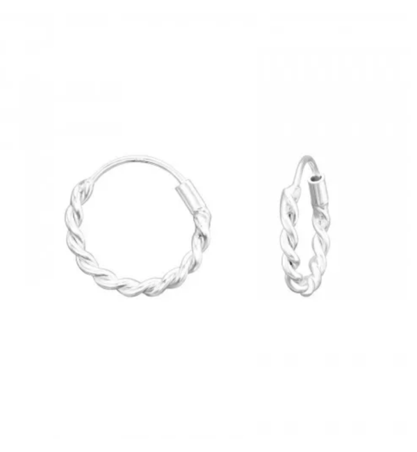 KAYA sieraden Silver Creoles Bali 'Rope' | 12mm