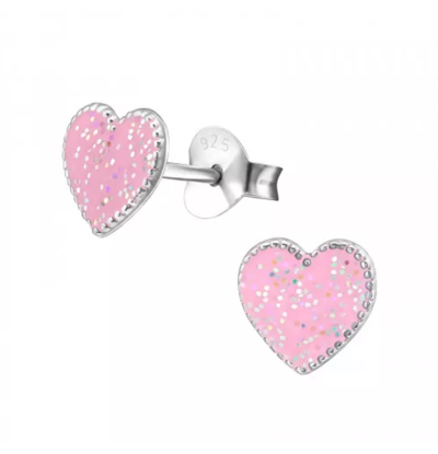 KAYA sieraden Silver children’s earrings ‘Glitter Heart’
