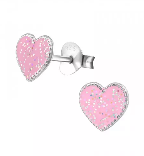 KAYA sieraden Silver children's earrings 'Glitter Heart'