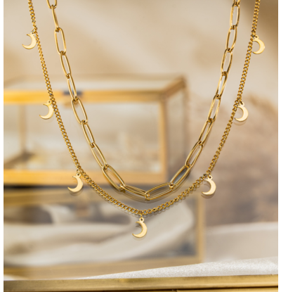 KAYA sieraden Necklace with Moons | Stainless Steel