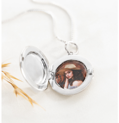 Gegraveerde sieraden Necklace with Photo ‘Round Locket’