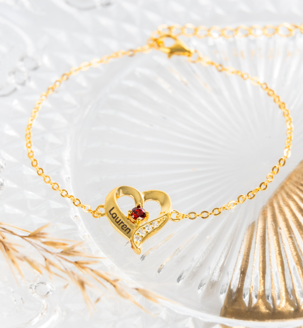 KAYA sieraden Bracelet with Name and Birthstone 'Loving'