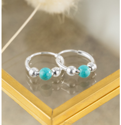 KAYA sieraden Silver hoops ‘Blue Bali’ | 12 mm