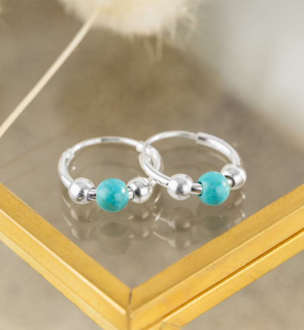 KAYA sieraden Silver hoops ‘Blue Bali’ | 12 mm
