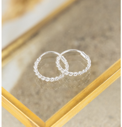 KAYA sieraden Silver Bali hoops ‘Rope’ | 12 mm