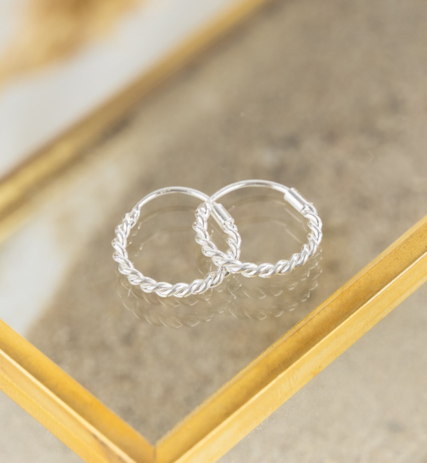 KAYA sieraden Silver Bali hoops ‘Rope’ | 12 mm