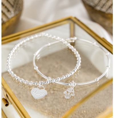 KAYA sieraden 2-piece set silver bracelets ‘Bali’ with text charm