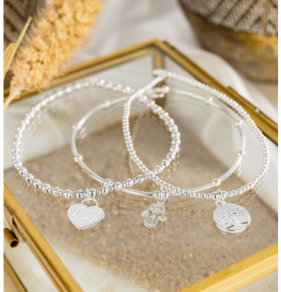 KAYA sieraden 3-piece set silver bracelets ‘Bali’ with text charm
