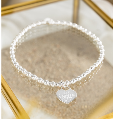 KAYA sieraden Silver bracelet with text charm ‘Bali’
