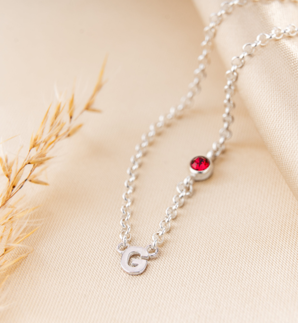 KAYA sieraden Necklace with Birthstones and Letters of Your Choice