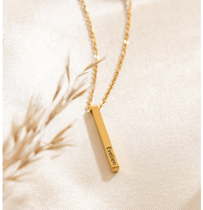 KAYA sieraden Ketting met Naam 'Elegant Bar' | Stainless Steel