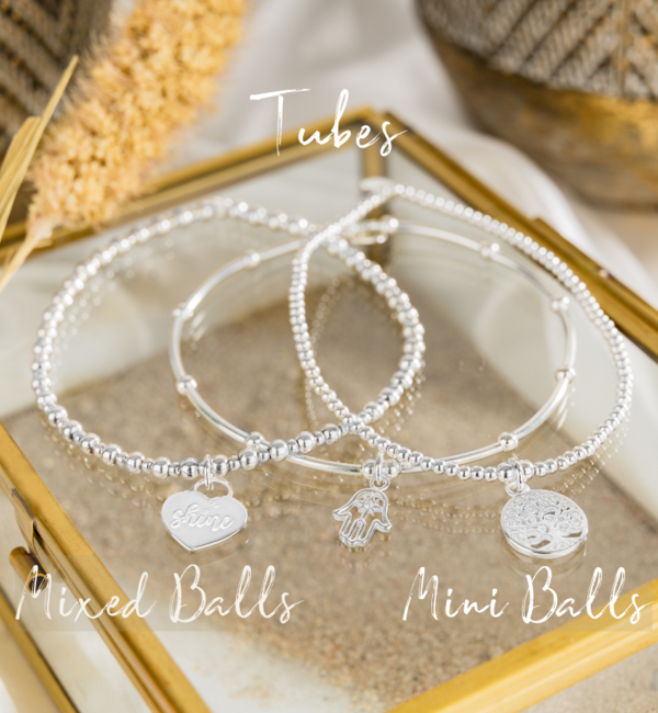 KAYA sieraden 3-piece set silver bracelets ‘Bali’ with text charm