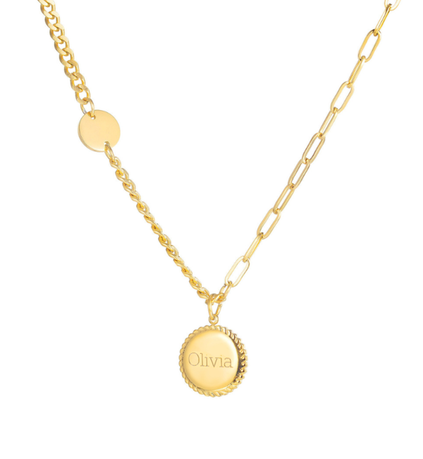 KAYA sieraden Name necklace 'Braided Disc' | Stainless Steel