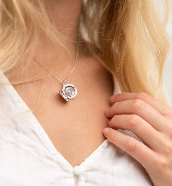Gegraveerde sieraden Necklace with Photo ‘Round Locket’